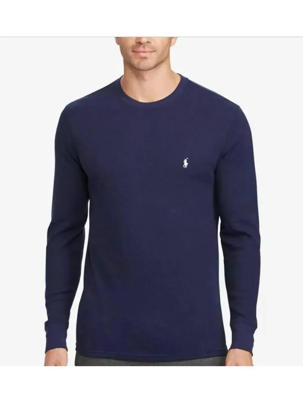 Polo Ralph Lauren Sleepwear Waffle Knit Thermal Shirt Navy Long Sleeve M